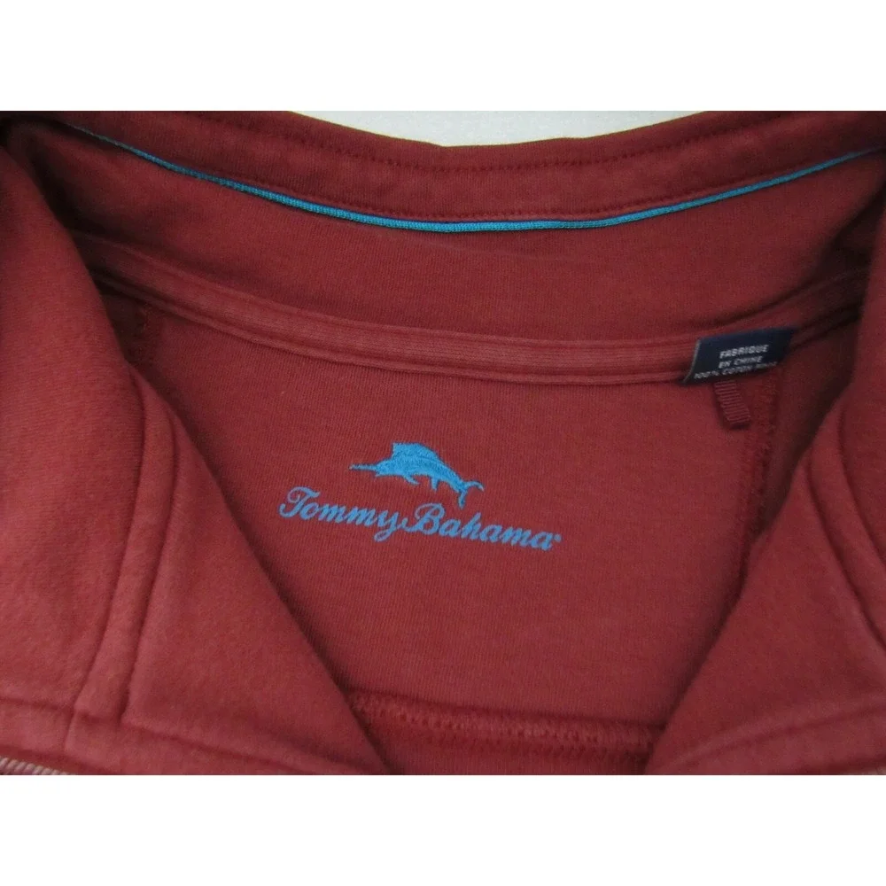 Tommy‎ Bahama Burgundy Red1/4 Zip Pima Cotton Sweater Size XL/TG